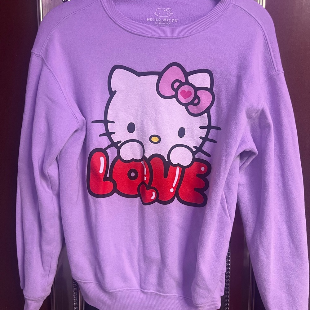 Hello Kitty Purple Red Crew Neck Sweater
